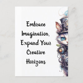 Kat 1 Kitten en hoge hoed waterverf Briefkaart