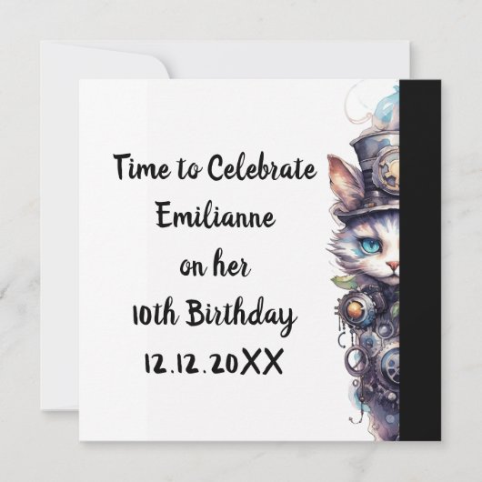 Kat 1 Kitten en hoge hoed waterverf Kaart (Voorkant)