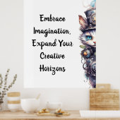 Kat 1 Kitten en hoge hoed waterverf Poster (Keuken)