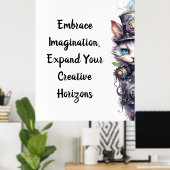 Kat 1 Kitten en hoge hoed waterverf Poster (Thuiskantoor)