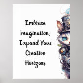 Kat 1 Kitten en hoge hoed waterverf Poster (Voorkant)