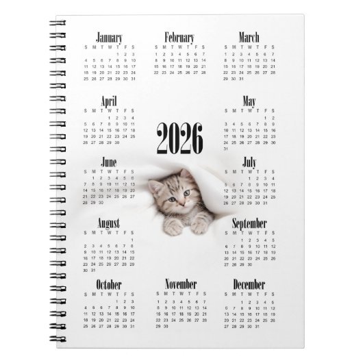Kat 2026 Kalender Notitieboek (Voorkant)