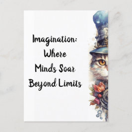 Kat 2 Kitten met rozen en hoge hoed waterverf Briefkaart