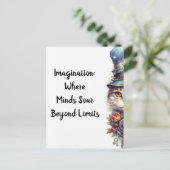 Kat 2 Kitten met rozen en hoge hoed waterverf Briefkaart (Staand voorkant)