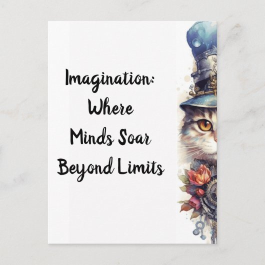 Kat 2 Kitten met rozen en hoge hoed waterverf Briefkaart (Voorkant)