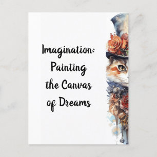 Kat 3 Kitten met rozen waterverf Briefkaart