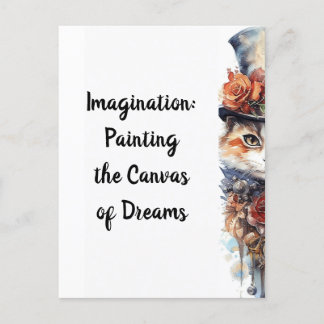 Kat 3 Kitten met rozen waterverf Briefkaart