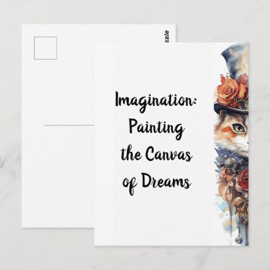 Kat 3 Kitten met rozen waterverf Briefkaart (Voorkant / Achterkant)