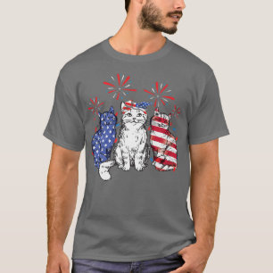 Kat 4 juli Amerikaanse vlagpatriottische grappige T-shirt