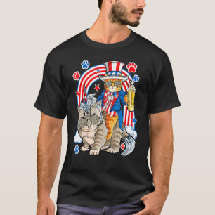 Kat 4 juli bril en eenhoorn Meowica met D T-shirt