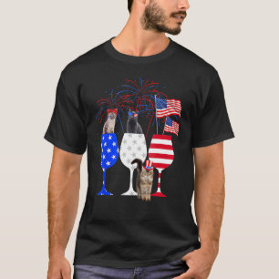 Kat 4 juli Costume Red White Blue Wine Glasse T-shirt
