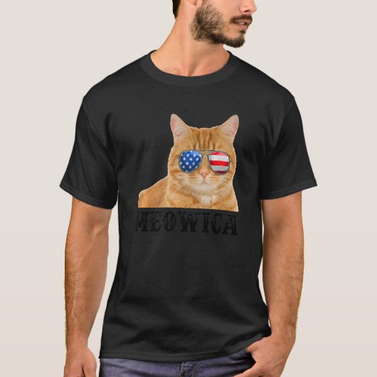 Kat 4 juli Kitten Amerikaanse vlag T-shirt (Voorkant)