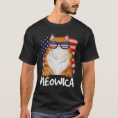 Kat 4 juli Meowica Merica Kitten Kat Usa Ameri T-shirt (Voorkant)
