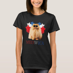 Kat 4 juli Meowica Merica Mannen Usa American Fl T-shirt