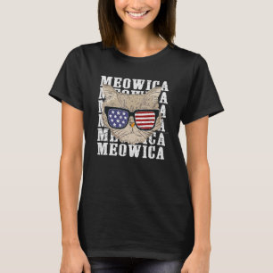 Kat 4 juli Meowica Merica Mannen Usa American Fl T-shirt