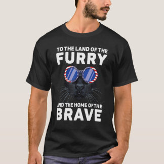Kat 4 juli Meowica Usa Vlag Patriottische Zwarte C T-shirt