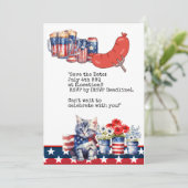 Kat 4 juli Onafhankelijkheidsdag Barbecue Feest Kaart (Staand voorkant)