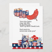 Kat 4 juli Onafhankelijkheidsdag Barbecue Feest Kaart (Voorkant / Achterkant)