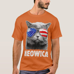 Kat 4 juli Shirten Meowica Merica Mannen USA T-shirt