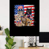 Kat 4 juli Vrijheid Amerikaanse vlag Zonnebrillen Poster (Thuiskantoor)