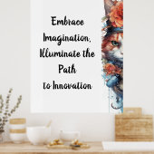 Kat 4 Kitten met rozen waterverf Poster (Keuken)