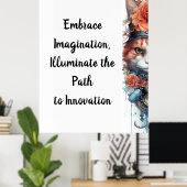 Kat 4 Kitten met rozen waterverf Poster (Thuiskantoor)