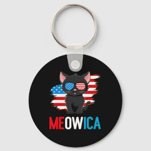Kat 4 van juli Meowica Patriottische Kitten Amerik Sleutelhanger