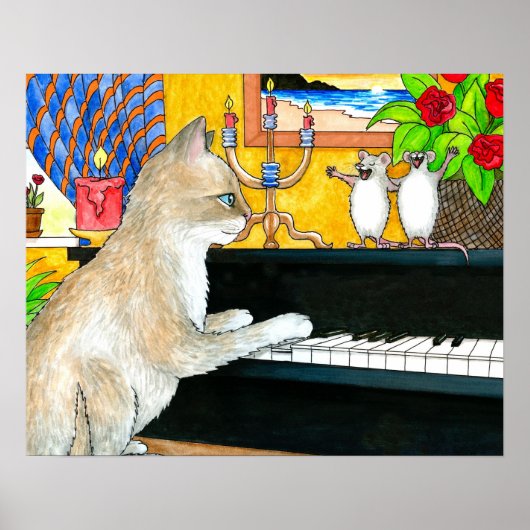 Kat 506 met piano poster (Voorkant)