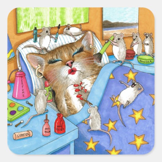 Kat 508 vierkante sticker (Voorkant)