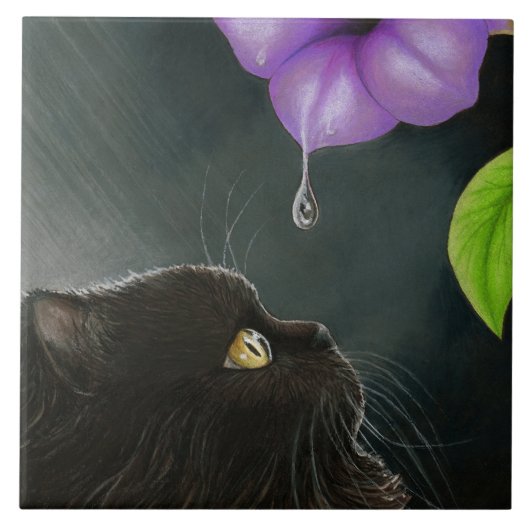 Kat 514 zwart Perzisch Tegeltje (Voorkant)