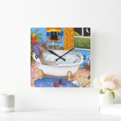 Kat 567 grappige kat in bad vierkante klok (Huis)