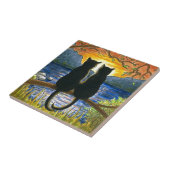 Kat 582 zwarte katten tegeltje (Zijkant)