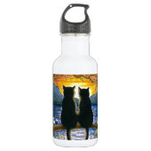 Kat 582 zwarte katten waterfles  (Voorkant)