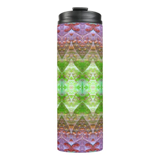 Kat 5 uit brons en groen leder thermosbeker (Voorkant)