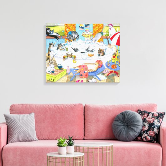 Kat 601 grappige katten in bad canvas afdruk (Insitu (Woonkamer))