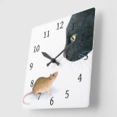 Kat 604 zwarte kattenmuis vierkante klok (Hoek)