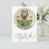 Kat 60e verjaardag bedankkaart (Staand voorkant)