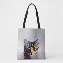 Kat 618 grijze achtergrond tote bag