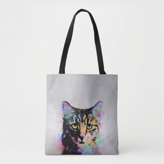 Kat 618 grijze achtergrond tote bag (Voorkant)