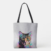 Kat 618 grijze achtergrond tote bag (Achterkant)