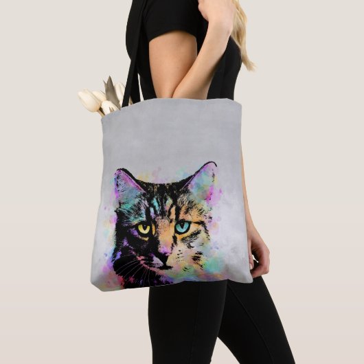 Kat 618 grijze achtergrond tote bag (Dichtbij)