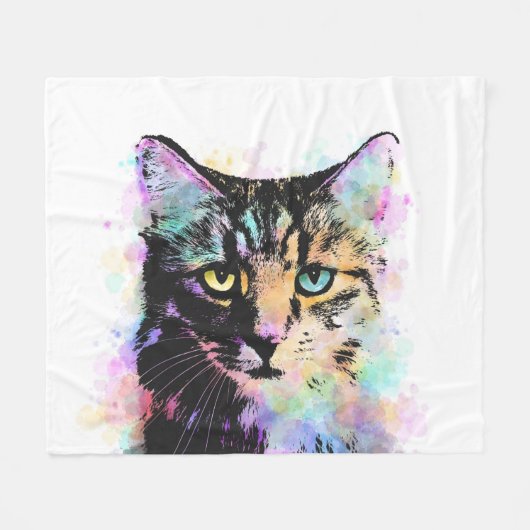 Kat 618 wit fleece deken (Voorkant (Horizontaal))