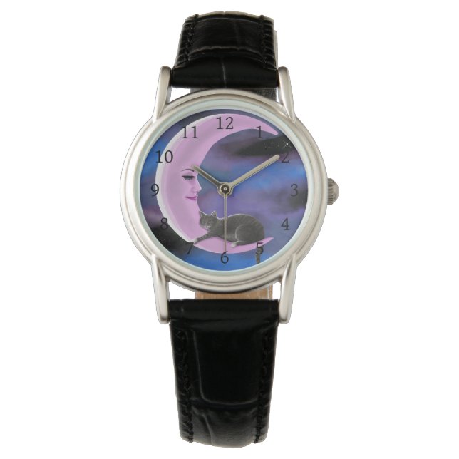 kat 661 Roze maan Horloge (Voorkant)