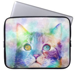 kat 663 meerkleurige kat laptop sleeve