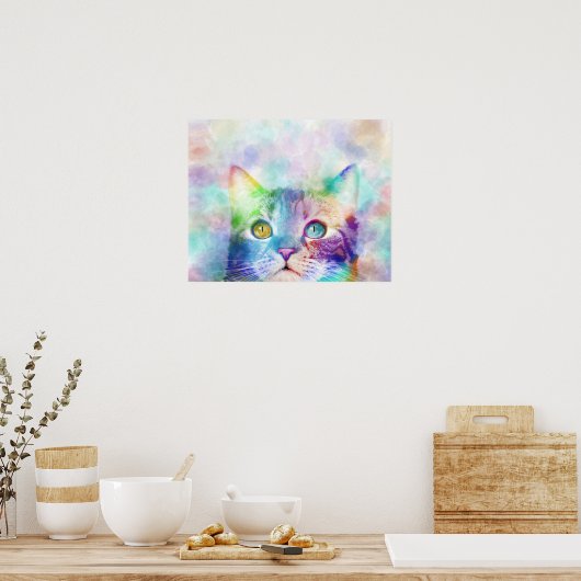 kat 663 meerkleurige kat poster (Keuken)