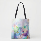 kat 663 meerkleurige kat tote bag (Voorkant)