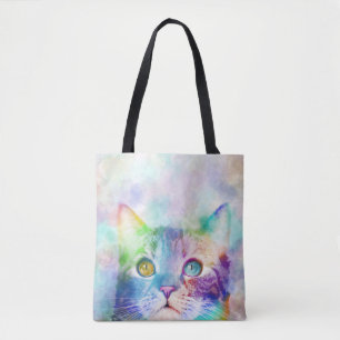 kat 663 meerkleurige kat tote bag