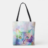 kat 663 meerkleurige kat tote bag (Achterkant)