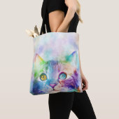 kat 663 meerkleurige kat tote bag (Dichtbij)