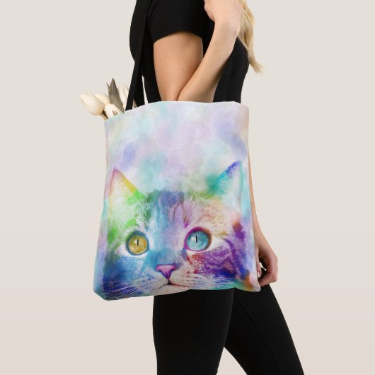 kat 663 meerkleurige kat tote bag (Dichtbij)